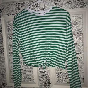 Stripped forever 21 crop top, tied in front